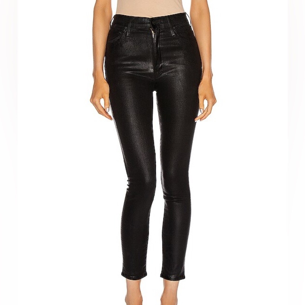 Mother NEW Swooner Ankle Jeans Wet Paint High Rise Skinny Black